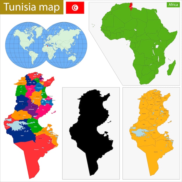 チュニジアの地図 プレミアムベクター