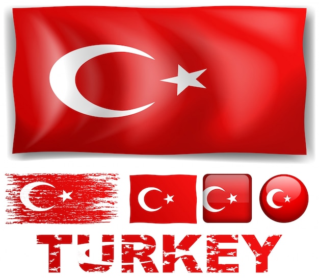 異なるデザインのトルコの国旗イラスト 無料のベクター