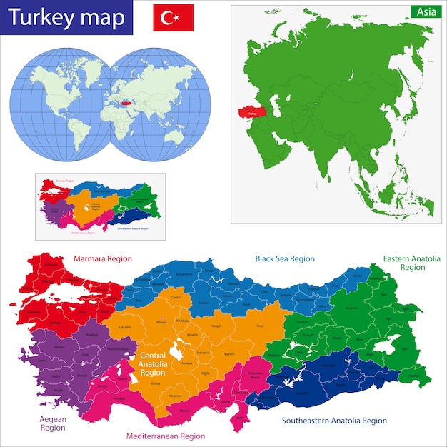 トルコ地図 プレミアムベクター