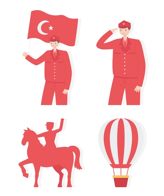 プレミアムベクター トルコ共和国の日のイラストセット