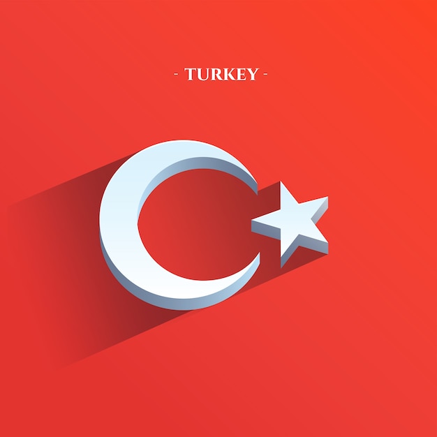 Download Turkey republic flag 3d flat style | Premium Vector