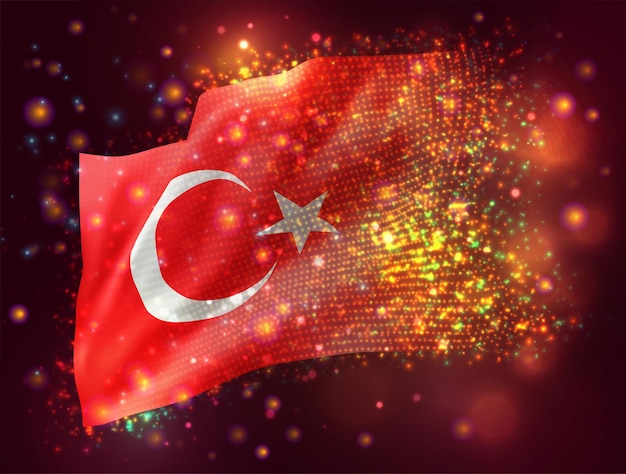 Premium Vector | Turkey vector 3d flag on pink purple background with