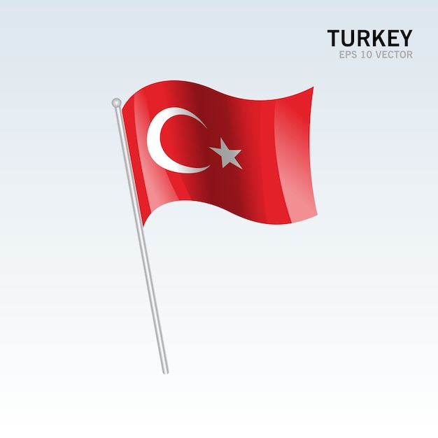 Premium Vector | Turkey waving flag isolated on gray ...