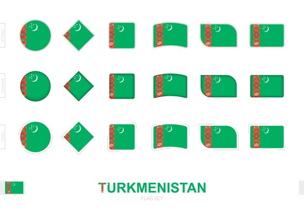 Premium Vector Turkmenistan Flag Set Simple Flags Of Turkmenistan