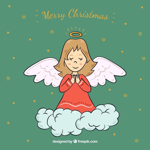 Free Vector | Turquoise christmas background with an angel