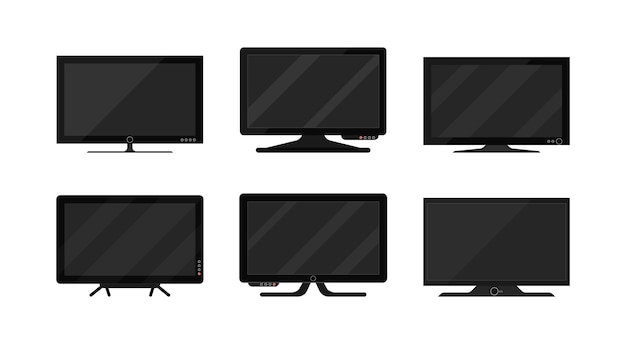 テレビプラズマは 白い背景に分離します モダンな空白の液晶テレビのデジタル画面 ディスプレイ パネル 大きなモックアップコンピューターモニター イラスト プレミアムベクター