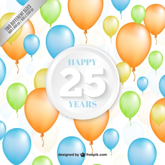 Twenty Fifth Anniversary Balloons Background Vector 