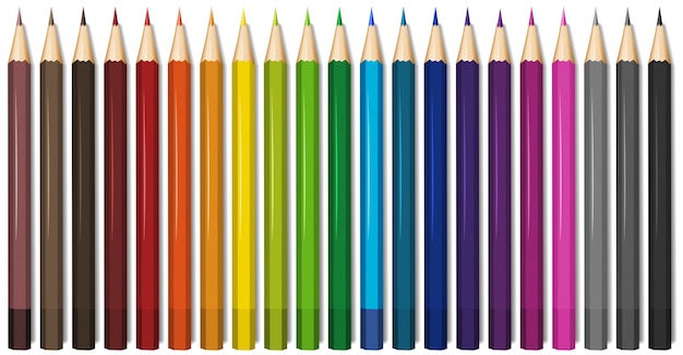 Twenty one shades of color pencils Free Vector
