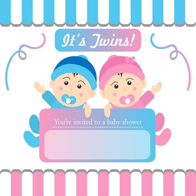 Download Twins baby shower invitation | Premium Vector