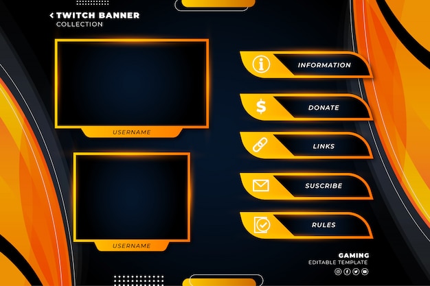 Free Vector Twitch Banner Collection For Live Stream Template