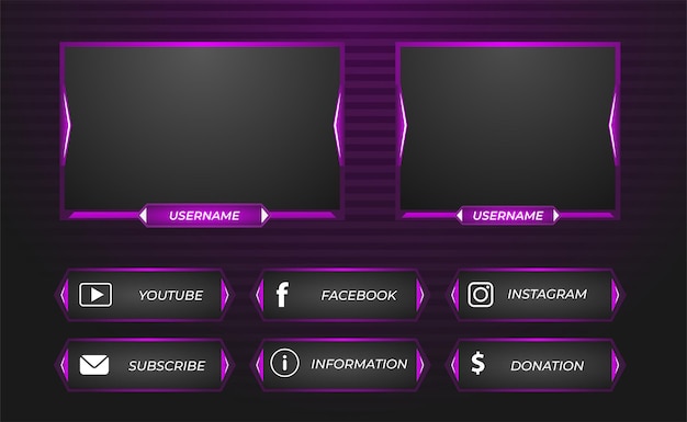 Premium Vector Twitch Game Streaming Panel Overlay In Purple