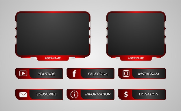 Premium Vector Twitch Panels Overlay Red Gradient Color For Game Streaming