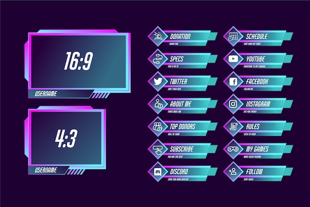 Premium Vector Twitch Stream Panels Set