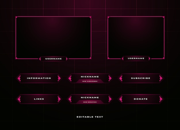 Premium Vector | Twitch streamer panel overlay set