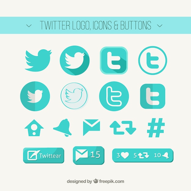 Free Vector | Twitter logo, icons and buttons
