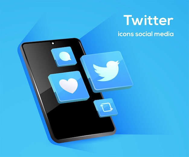 Premium Vector | Twitter social media icons with smartphone symbol