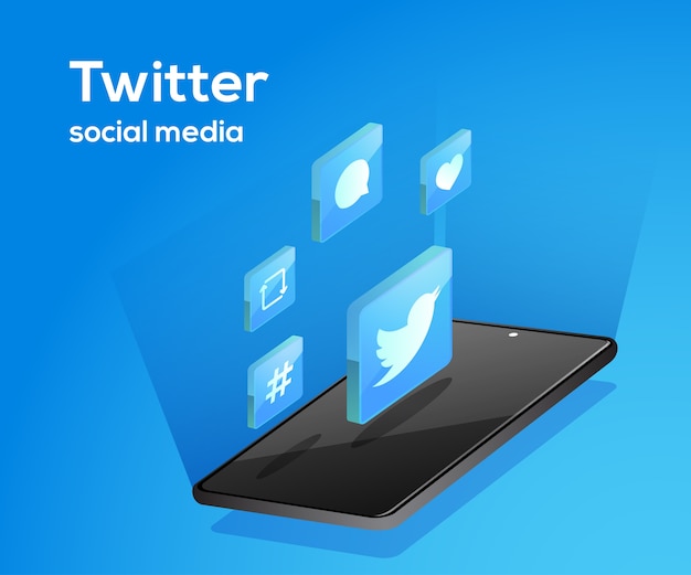 Premium Vector | Twitter social media icons with smartphone