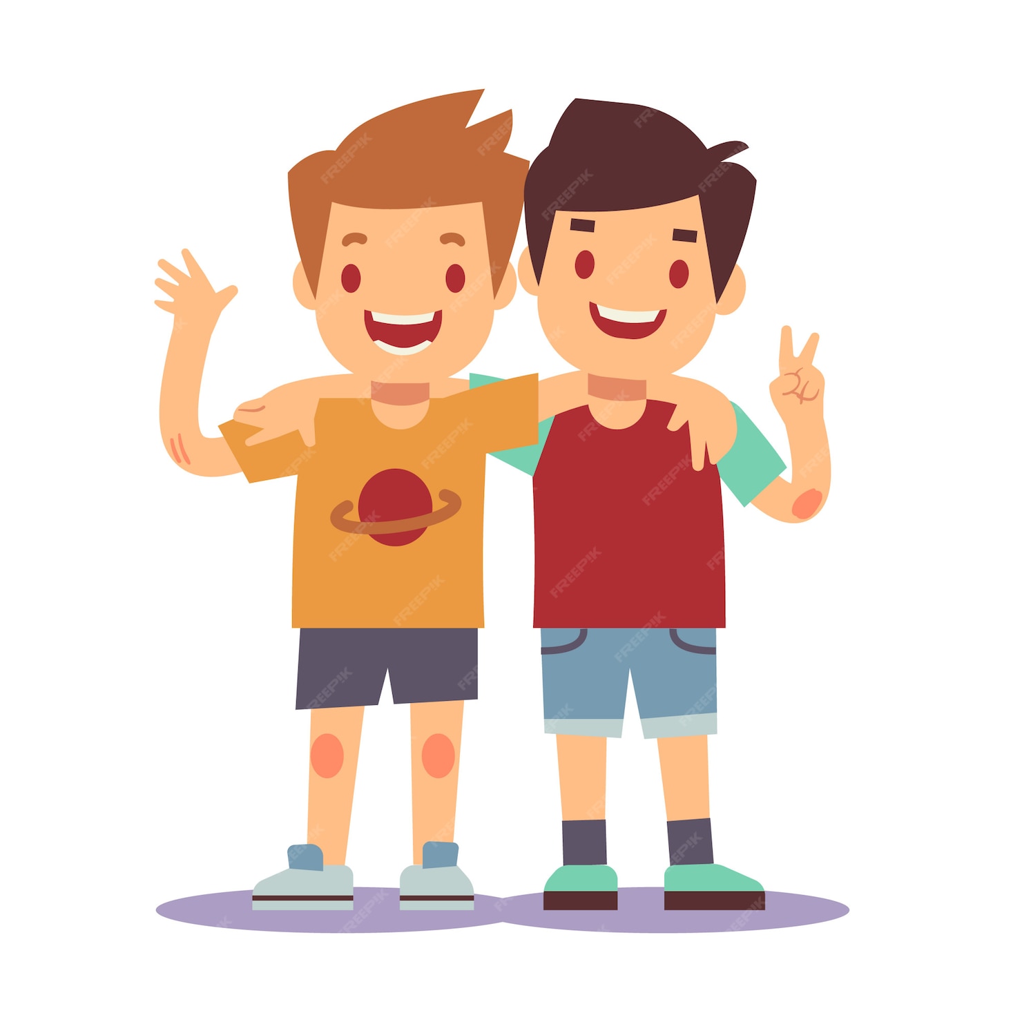 Premium Vector | Two boys hugging