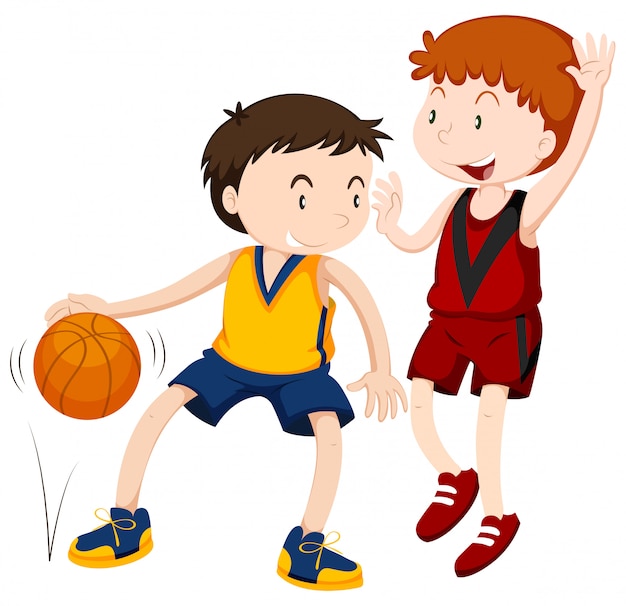 Free Vector | Two boys playing basketball