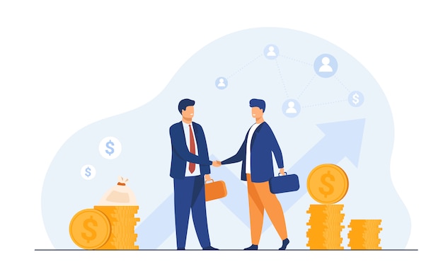 Two business partners handshaking Free Vector