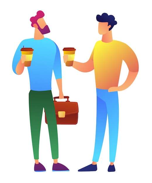 Premium Vector Two Businessmen On Coffee Break Vector Illustration