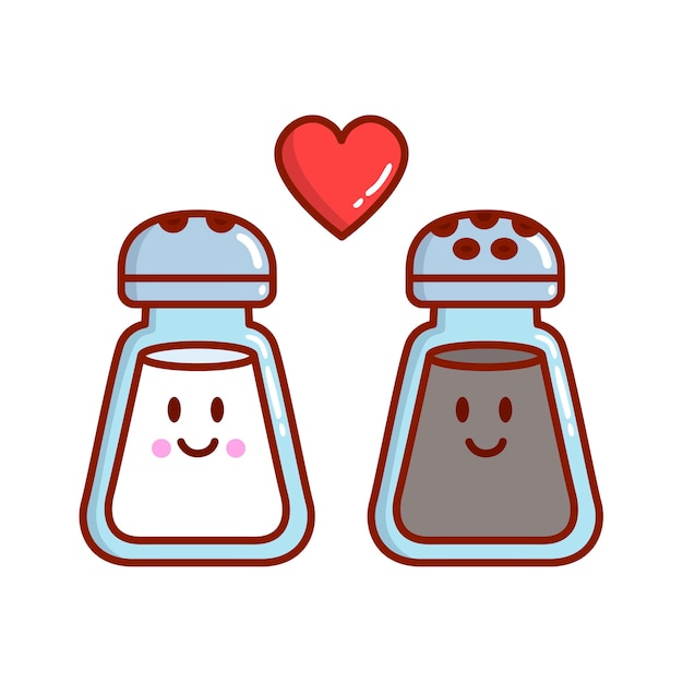 Premium Vector | Two cartoon salt and pepper in love