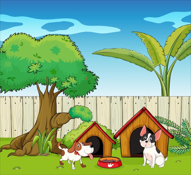 Two dogs inside the fence Vector | Free Download