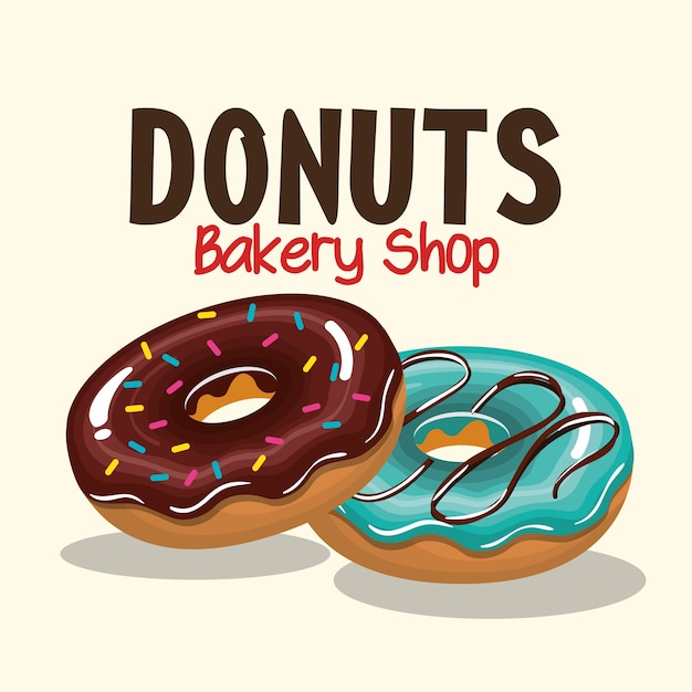 Two donuts tasty sweet | Premium Vector