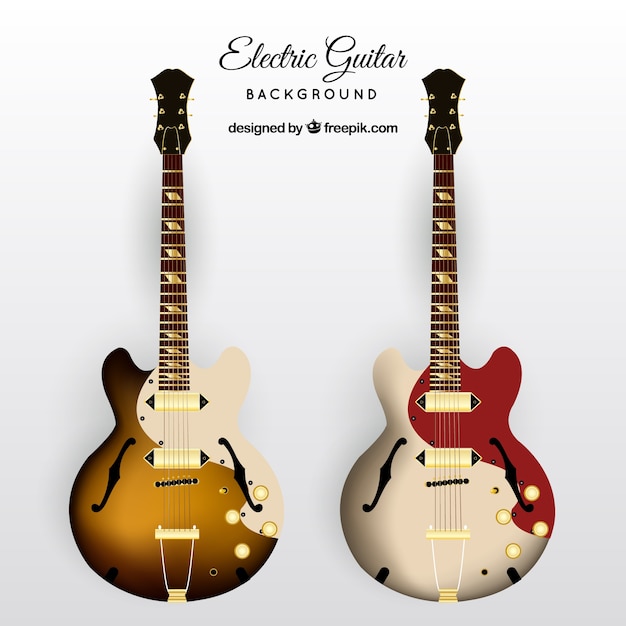 Download Free Vector | Two electric guitars in realistic design