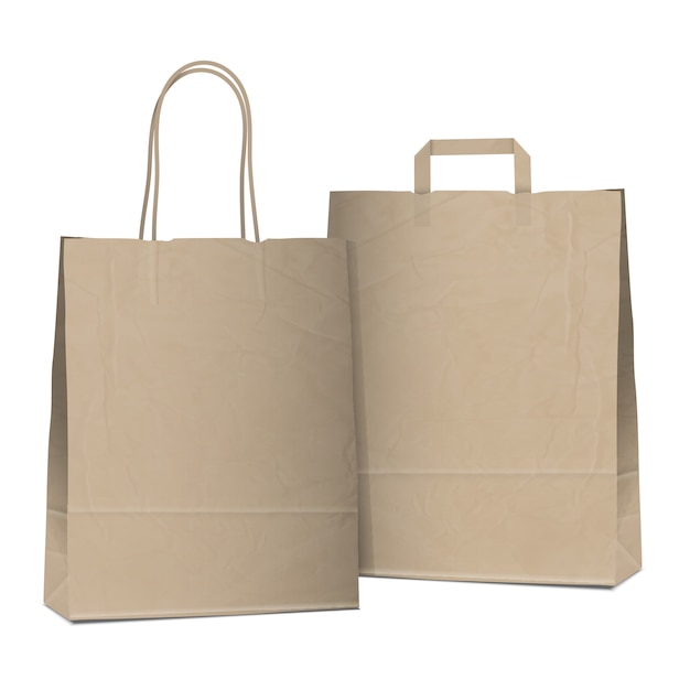 Premium Vector | Two empty shopping brown bags