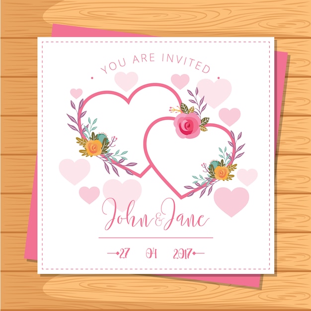 Premium Vector Two Hearts Wedding Card 3791
