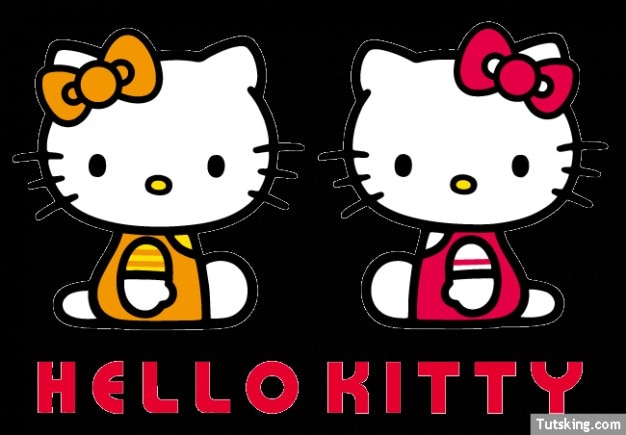 Two Hello Kitty with hair bows Vector | Free Download