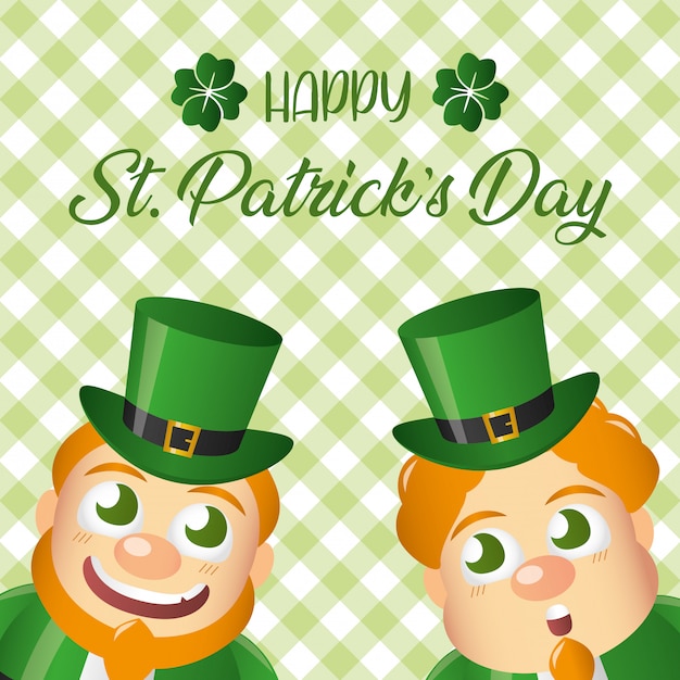 Free Vector | Two irish leprechauns smiling, st patricks day greeting card