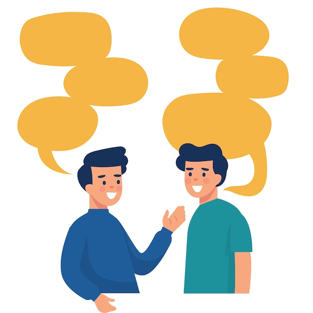 Two Men Talk With Many Word Bubble Premium Vector 4304