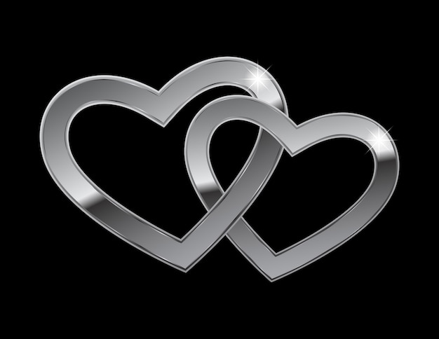 Premium Vector | Two metal hearts