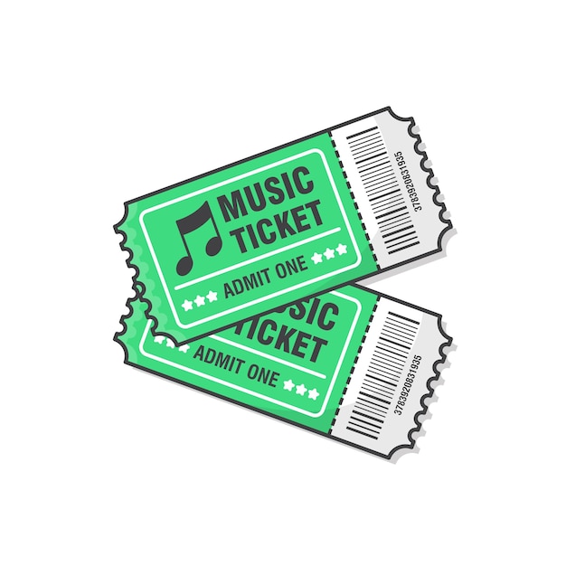 2つの音楽コンサートチケットのイラスト イベントへの入場券 プレミアムベクター