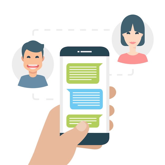 Two people texting on the phone Free Vector