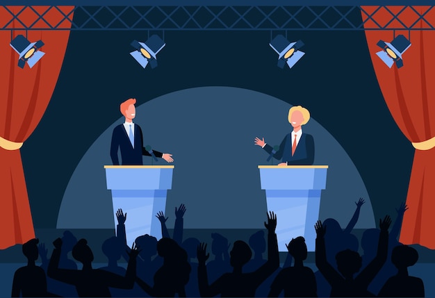 Free Vector | Two Politicians Taking Part In Political Debates In Front