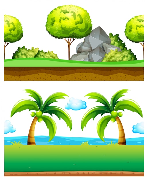 Download Free Vector | Two scenes of green garden