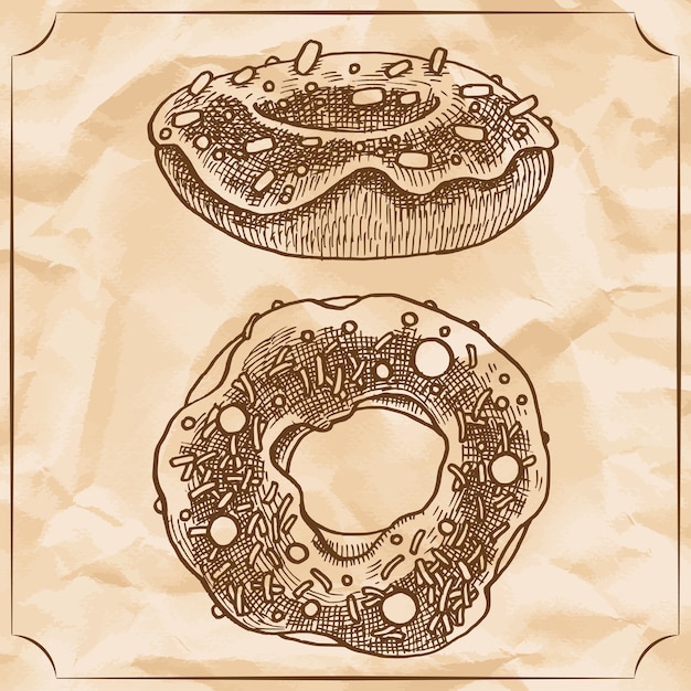 Download Two sweet vintage donuts with sprinkles, frosting and the ...