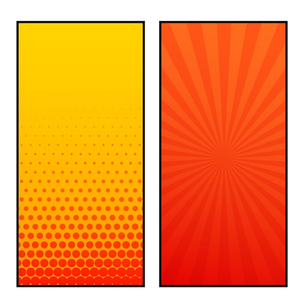 Two vertical comic pages style banner design