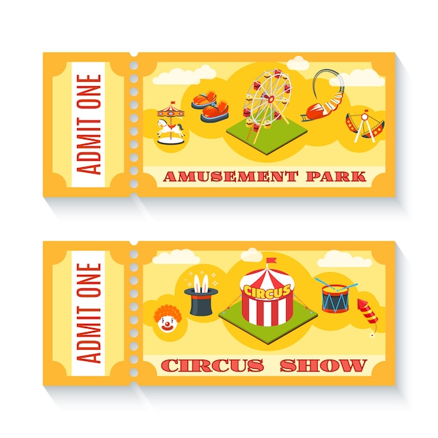 free-vector-two-vintage-amusement-park-tickets-set