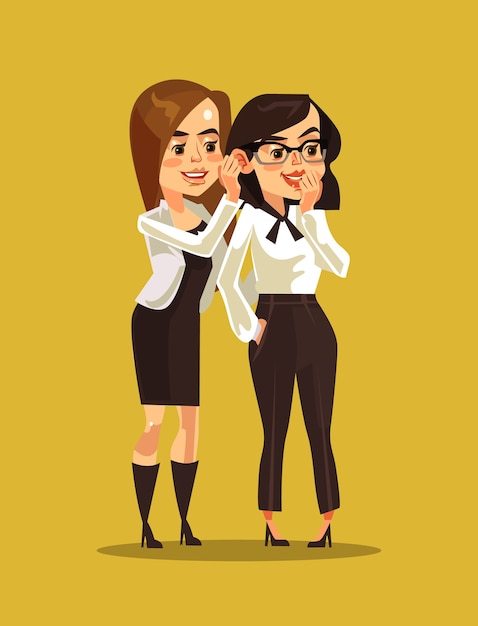 Premium Vector Two Woman Office Workers Characters Gossiping