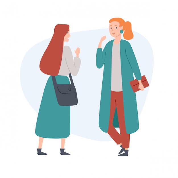 Two women friends talking to each other. | Premium Vector