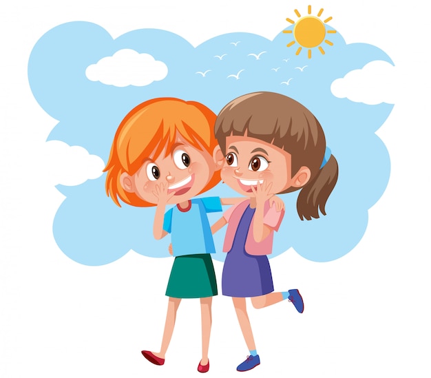 Premium Vector | Two young girls friends