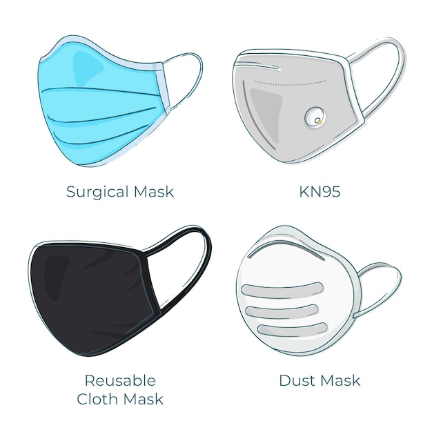 Download Type of face masks | Free Vector