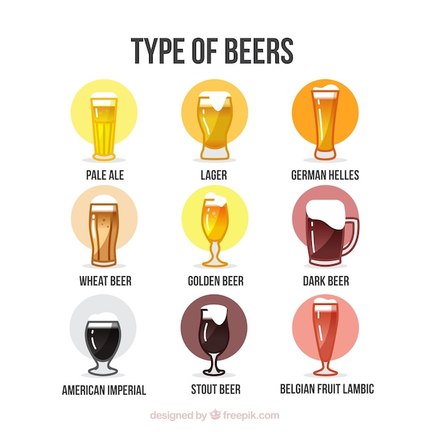 Free Vector | Types of hand-drawn beer set