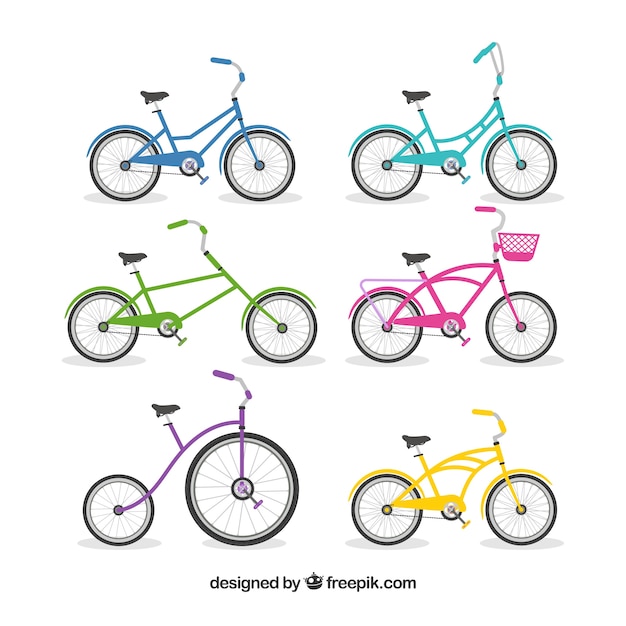 Types of bicycles in flat design
