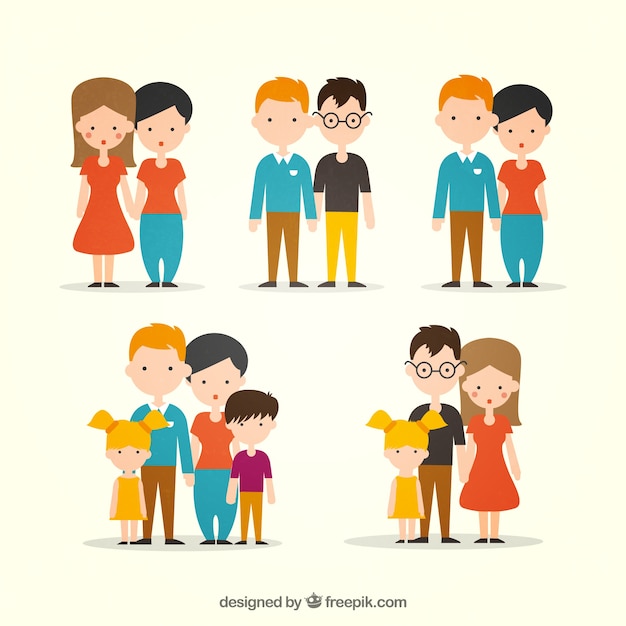 Types of Family Flat Collection Vector | Free Download