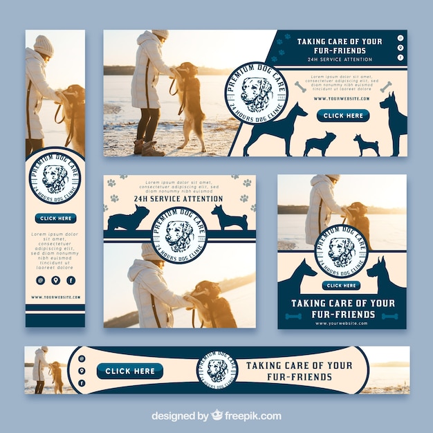 Free Vector | Types set of veterinary banners